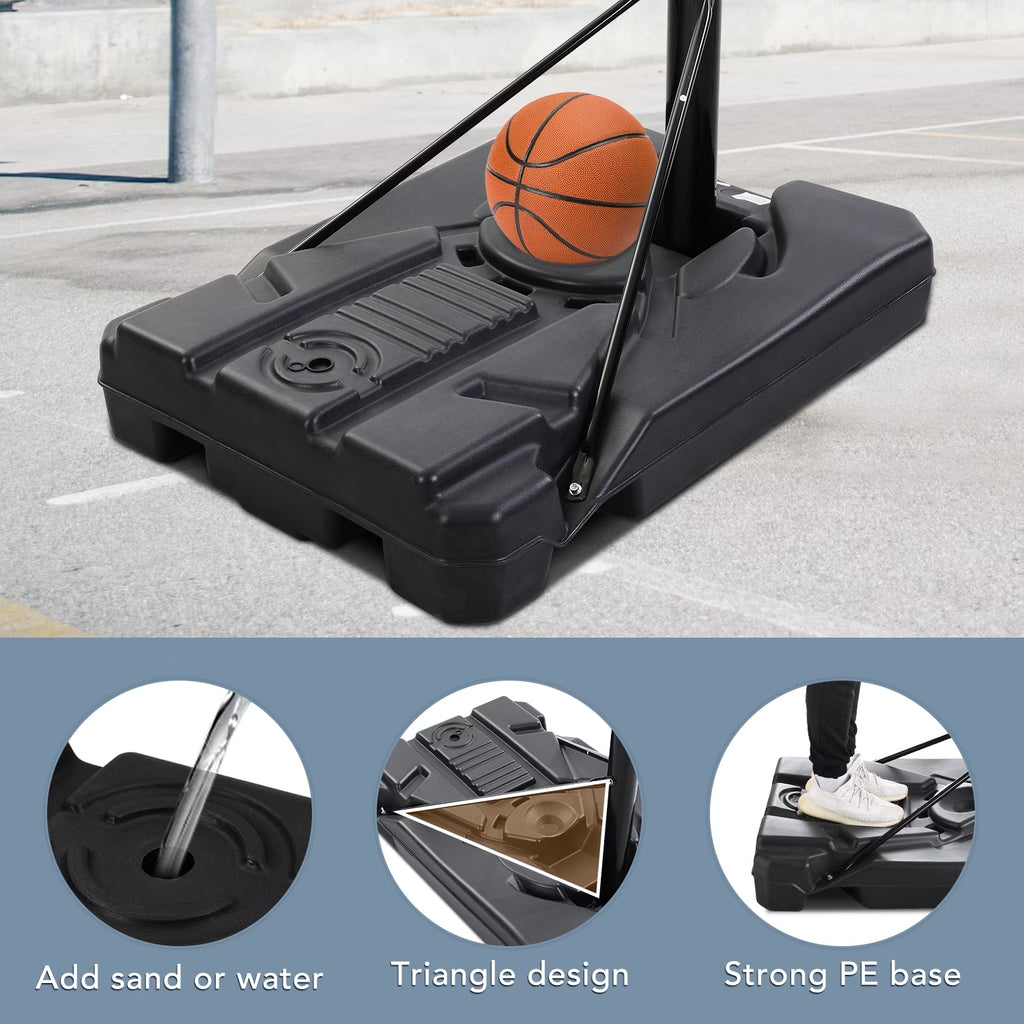 44In Basketball Hoop Adjustable Height 6.56Ft-10Ft Goal Durable Outdoor Portable Basketball System for All Age Ranges White