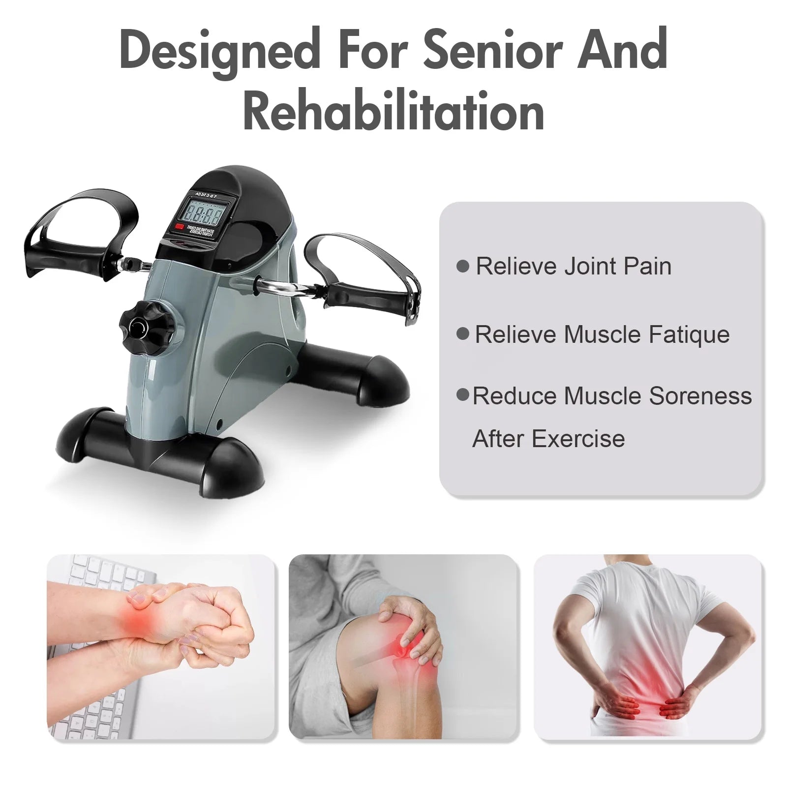 under Desk Bike Pedal Exerciser, Mini Exercise Bike with Digital Display, Portable Foot Cycle Arm & Leg Peddler Machine for Home