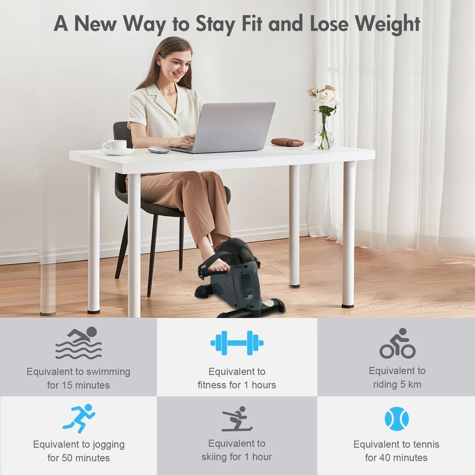under Desk Bike Pedal Exerciser, Mini Exercise Bike with Digital Display, Portable Foot Cycle Arm & Leg Peddler Machine for Home