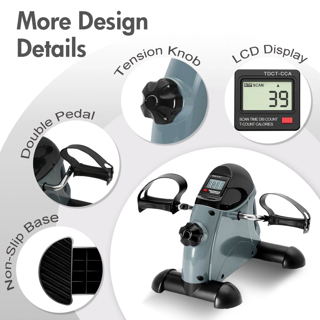 under Desk Bike Pedal Exerciser, Mini Exercise Bike with Digital Display, Portable Foot Cycle Arm & Leg Peddler Machine for Home