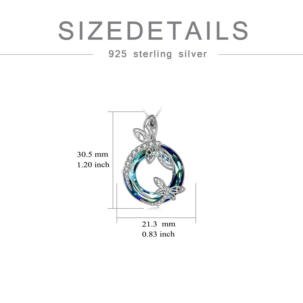 Sterling Silver Dragonfly Necklace Blue Crystal Birthday Anniversary Mothers Valentines Day Gifts for Women