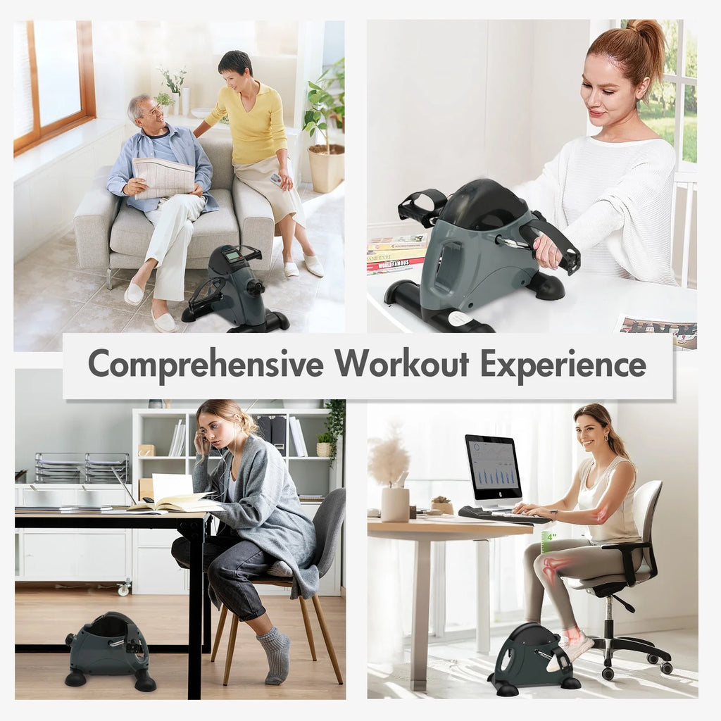under Desk Bike Pedal Exerciser, Mini Exercise Bike with Digital Display, Portable Foot Cycle Arm & Leg Peddler Machine for Home